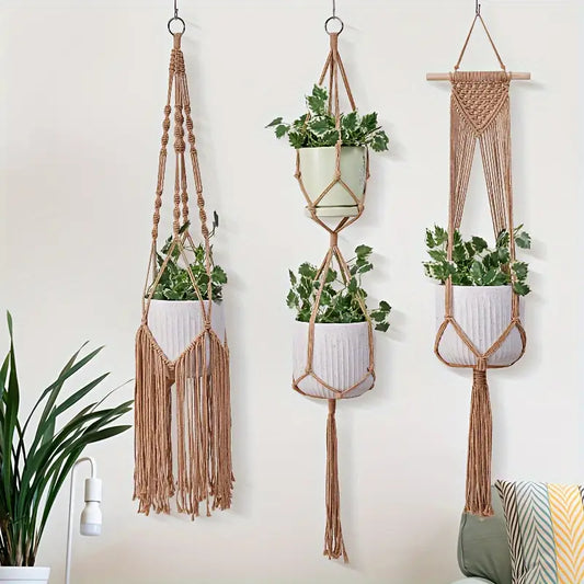 Set de 5 Colgadores de Macramé para Plantas para decoración de interiores | Vareluma