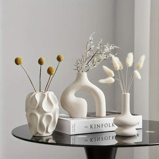 Set de 3 Jarrones de Cerámica Boho para decoración de interiores | Vareluma