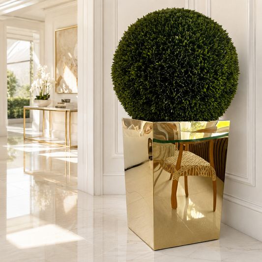 Topiario 51 cm en Cubo Dorado para decoración de interiores | Vareluma