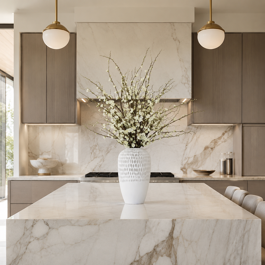 Flores de Cerezo Blancas en Jarrón Pelican para decoración de interiores | Vareluma