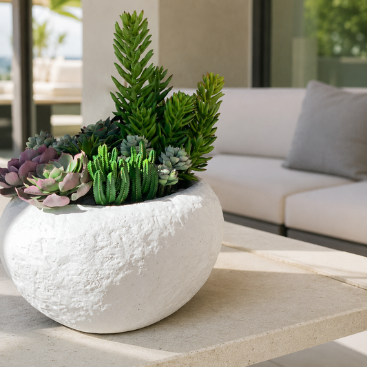 Cuenco Tahiti con Suculentas Mixtas para decoración de interiores | Vareluma