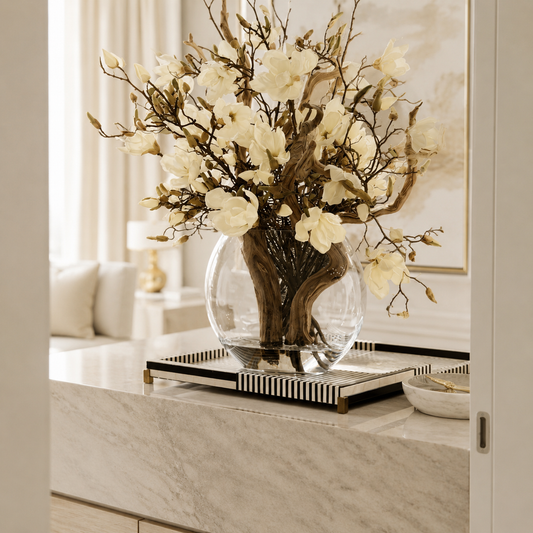Magnolias en Jarrón Luna para decoración de interiores | Vareluma