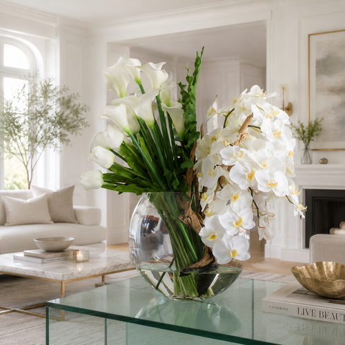 Composición Mixta en Jarrón Luna para decoración de interiores | Vareluma