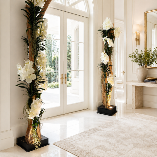 Lámpara Liana con Orquídeas Vanda Blancas para decoración de interiores | Vareluma