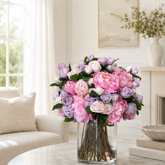 Composición Primaveral en Cilindro de Vidrio para decoración de interiores | Vareluma