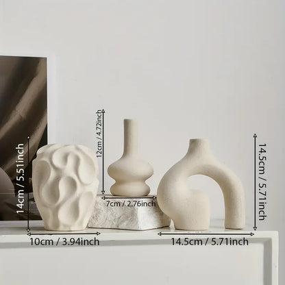 Set de 3 Jarrones de Cerámica Boho para decoración de interiores | Vareluma